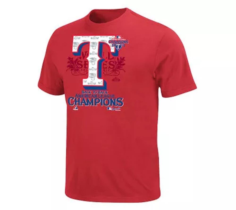 Majestic MLB Texas Rangers Red Graphic Short Sleeve T-Shirt Men's Size Medium